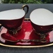 Sahne-Rahm Zucker Messing Emaille Set midcentury - Bild 1