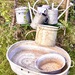 Alte Zink Gießkannen und Zink Wanne  - Bild 1