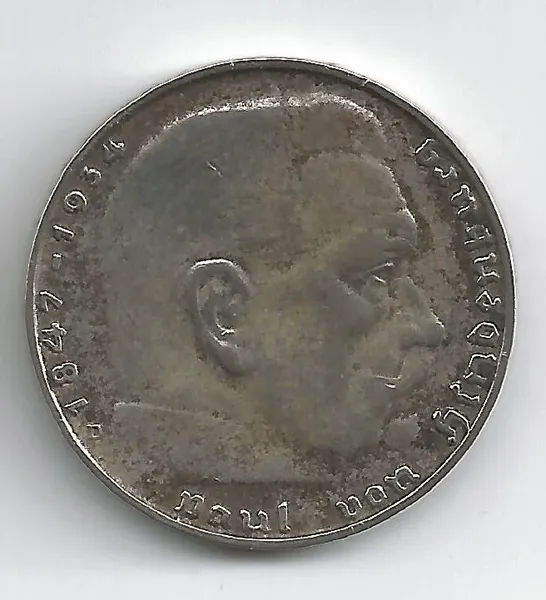 keine2 Reichsmark Hindenburg Reich 1937 u. 1939 KM:93 Beschreibung vorhanden